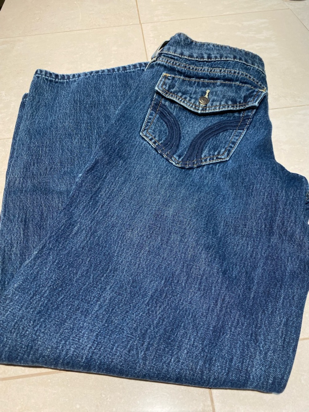 Hollister Dark Blue Wide Leg Jeans